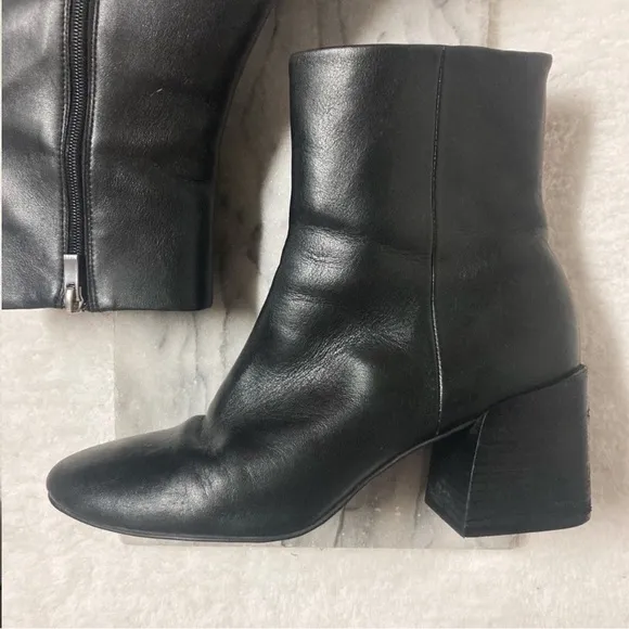 Via Spiga Ankle Boots Heeled Almond Toe Black Leather Sz 10