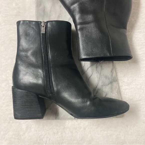 Via Spiga Ankle Boots Heeled Almond Toe Black Leather Sz 10