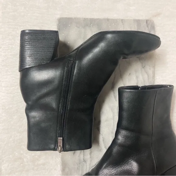 Via Spiga Ankle Boots Heeled Almond Toe Black Leather Sz 10