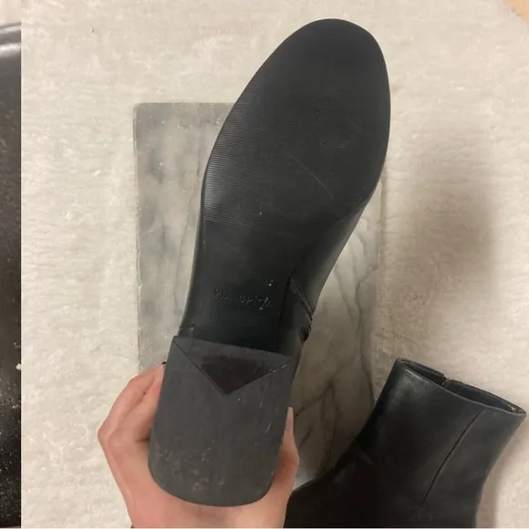 Via Spiga Ankle Boots Heeled Almond Toe Black Leather Sz 10