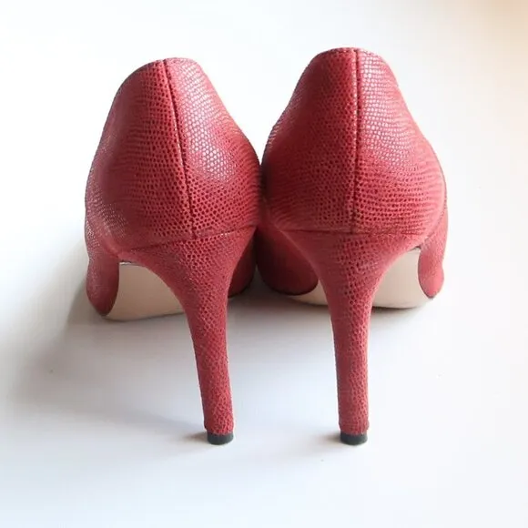 Via Spiga Red Leather Pointy Toe Heels Pumps Formal Dressy Shoes Size 8