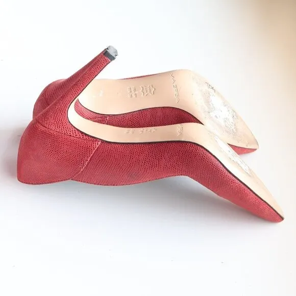 Via Spiga Red Leather Pointy Toe Heels Pumps Formal Dressy Shoes Size 8