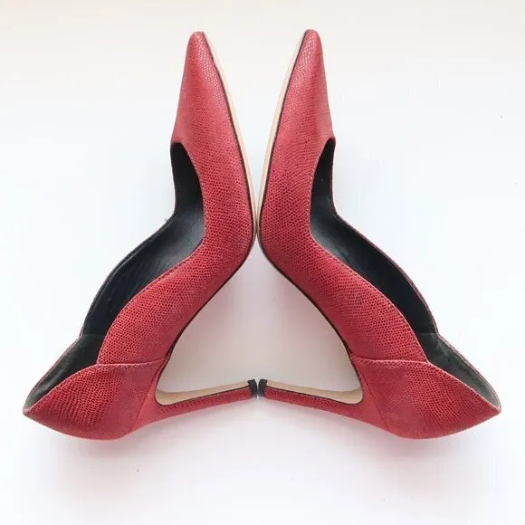 Via Spiga Red Leather Pointy Toe Heels Pumps Formal Dressy Shoes Size 8