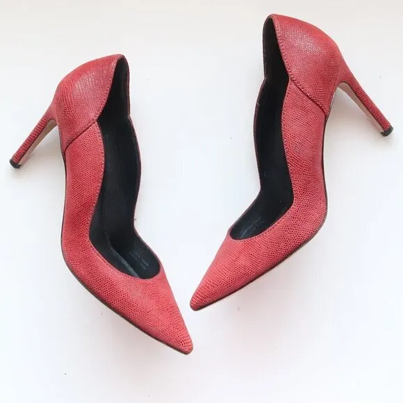 Via Spiga Red Leather Pointy Toe Heels Pumps Formal Dressy Shoes Size 8