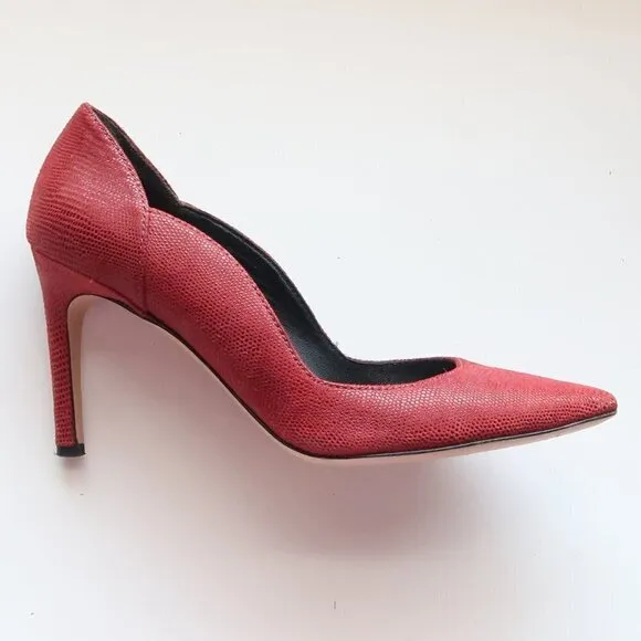 Via Spiga Red Leather Pointy Toe Heels Pumps Formal Dressy Shoes Size 8