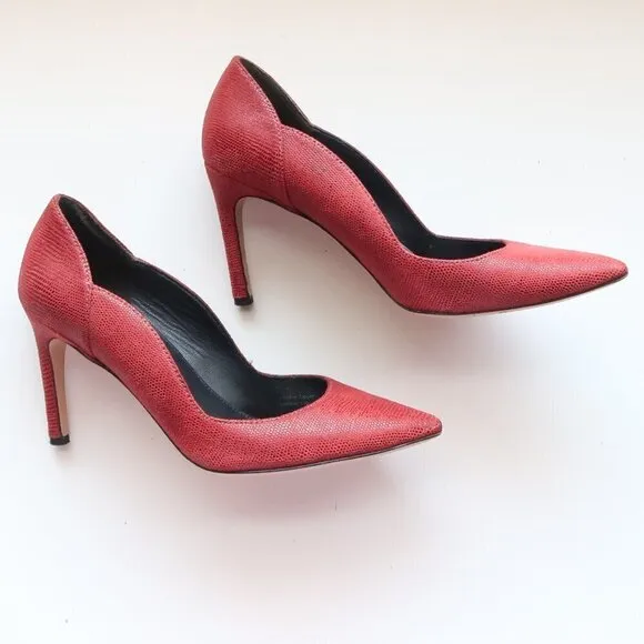 Via Spiga Red Leather Pointy Toe Heels Pumps Formal Dressy Shoes Size 8