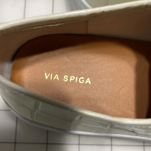 Via Spiga Womens Shoes Size 7 Milk Croc Viola Platform Leather Athletic Sneakers