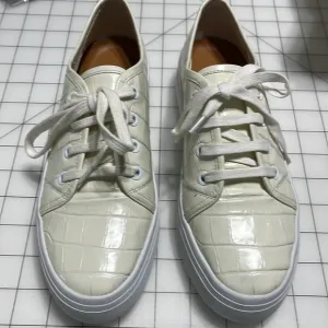 Via Spiga Womens Shoes Size 7 Milk Croc Viola Platform Leather Athletic Sneakers