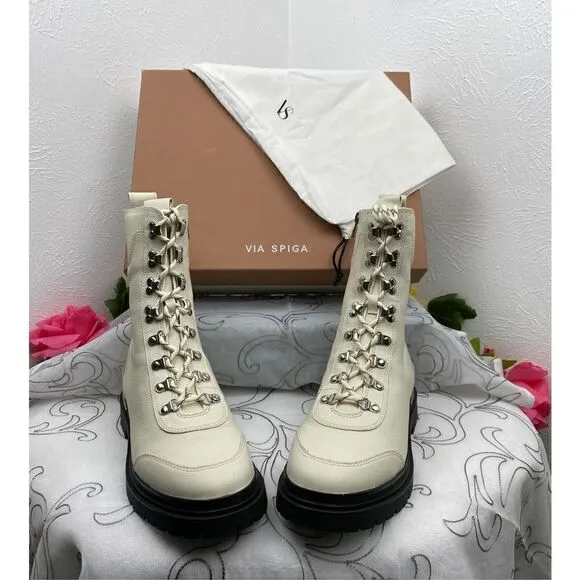 Via Spiga/Tavvi Hiker Boots/White/Size 10