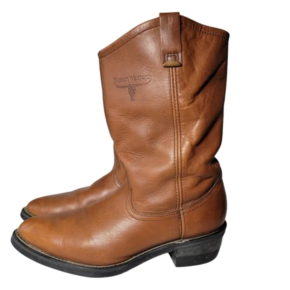 Vibram Mason Western tan leather cowboy boots Size 10D