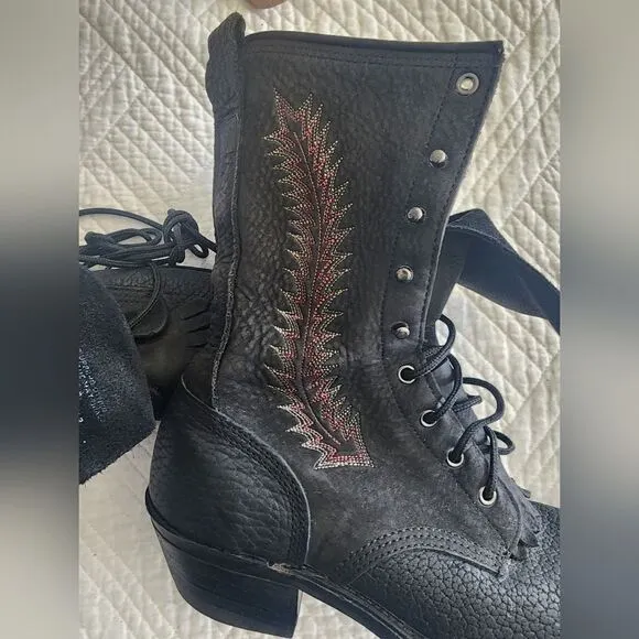 Vibram southwest Cowboy rodeo embroidery leather boots