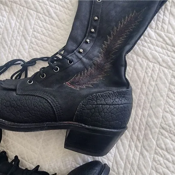 Vibram southwest Cowboy rodeo embroidery leather boots