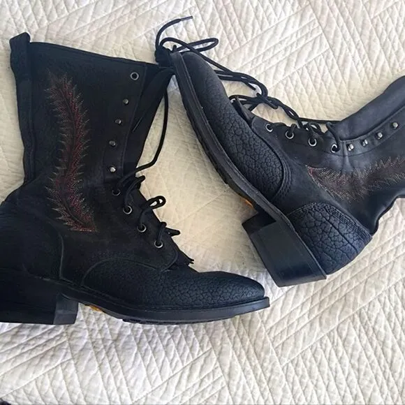Vibram southwest Cowboy rodeo embroidery leather boots