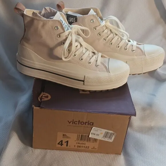 Victoria Crudo high top canvas platform sneakers nude/white size 10