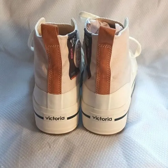 Victoria Crudo high top canvas platform sneakers nude/white size 10