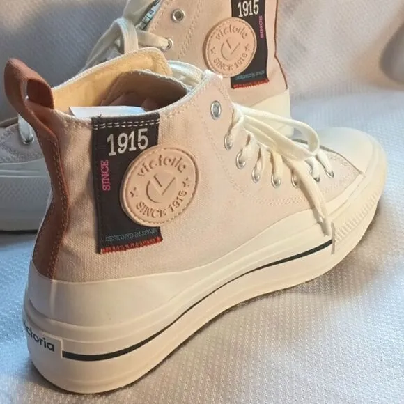 Victoria Crudo high top canvas platform sneakers nude/white size 10