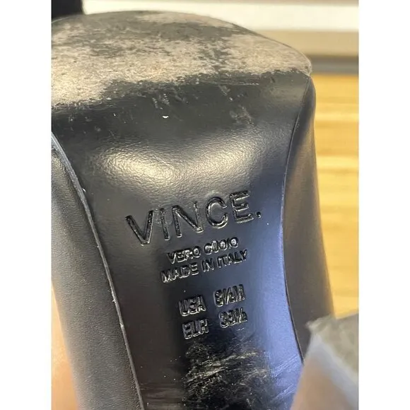 Vince Aren Open Toe Leather Bootie Black Womens Size 8.5