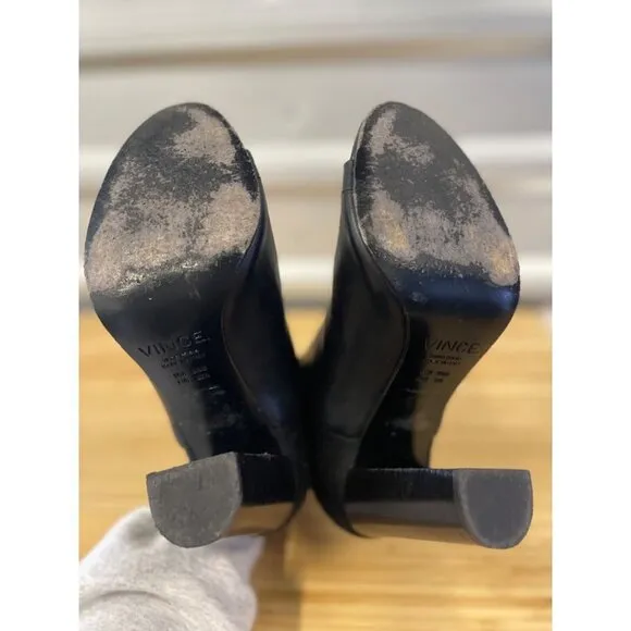 Vince Aren Open Toe Leather Bootie Black Womens Size 8.5