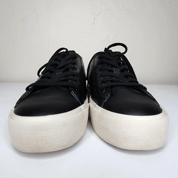VINCE Bale Black and White Leather Platform Sneakers Size 8.5