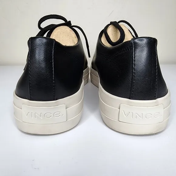 VINCE Bale Black and White Leather Platform Sneakers Size 8.5