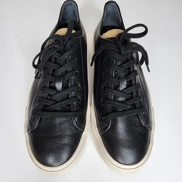 VINCE Bale Black and White Leather Platform Sneakers Size 8.5