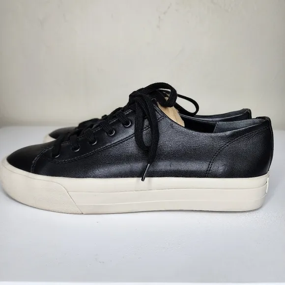 VINCE Bale Black and White Leather Platform Sneakers Size 8.5
