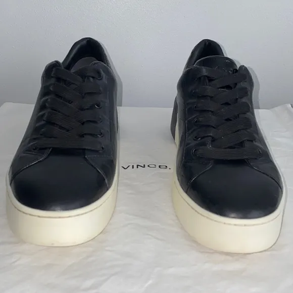 Vince Bensley Black Leather Platform Lace Up Sneakers 8.5