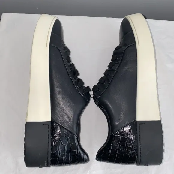 Vince Bensley Black Leather Platform Lace Up Sneakers 8.5