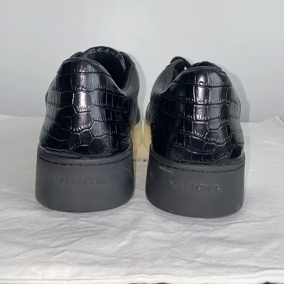 Vince Bensley Black Leather Platform Lace Up Sneakers 8.5
