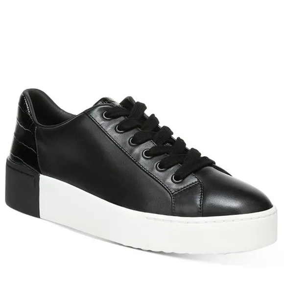 Vince Bensley Black Leather Platform Lace Up Sneakers 8.5