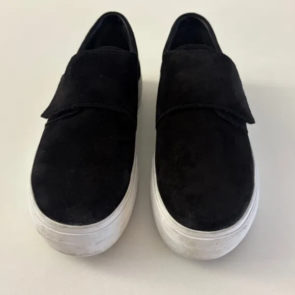 Vince: Cage Suede Platform Black Velco Slip-On Sneakers - Women’s USA 7 / EUR 37