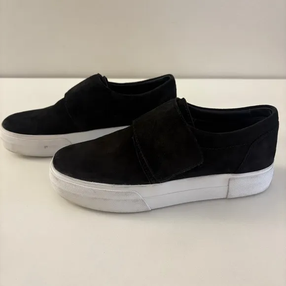 Vince: Cage Suede Platform Black Velco Slip-On Sneakers - Women’s USA 7 / EUR 37