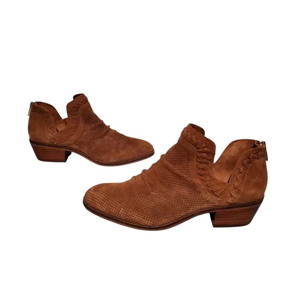 Vince Camuto Brown Leather Zip Ankle Booties Boots Women's Size 9.5M