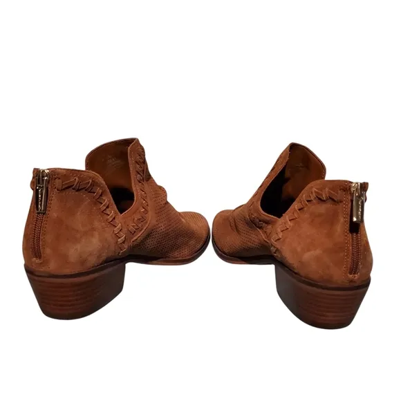 Vince Camuto Brown Leather Zip Ankle Booties Boots Women's Size 9.5M