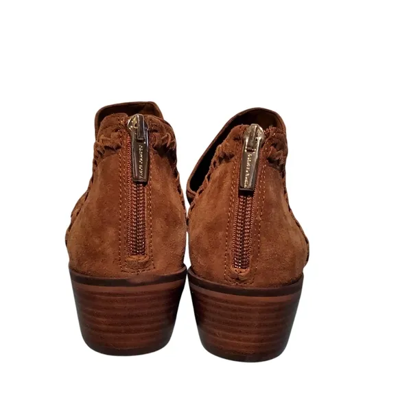 Vince Camuto Brown Leather Zip Ankle Booties Boots Women's Size 9.5M