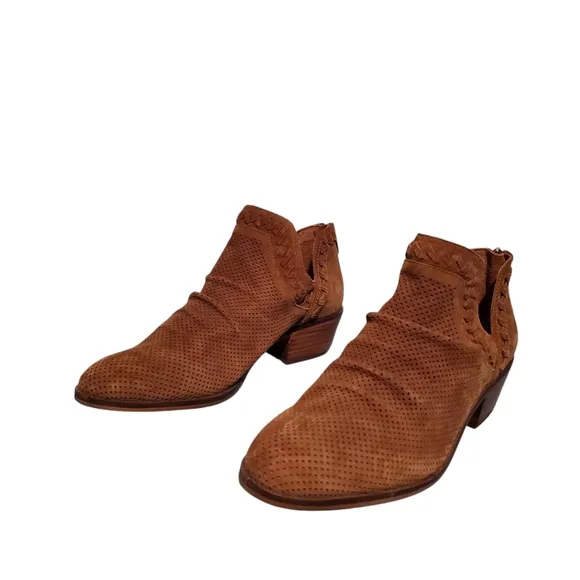 Vince Camuto Brown Leather Zip Ankle Booties Boots Women's Size 9.5M