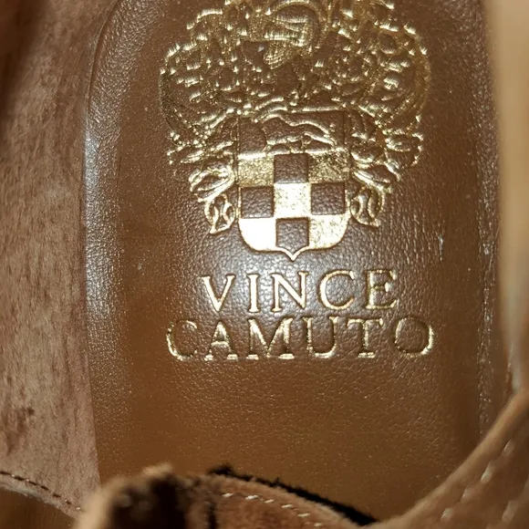 Vince Camuto Brown Leather Zip Ankle Booties Boots Women's Size 9.5M