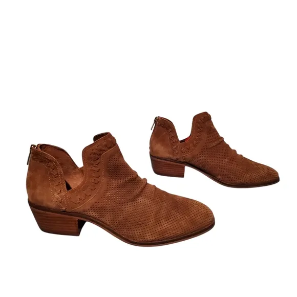 Vince Camuto Brown Leather Zip Ankle Booties Boots Women's Size 9.5M