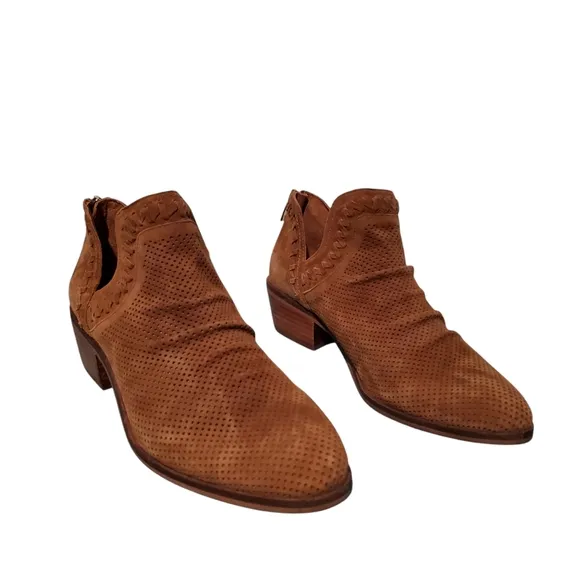 Vince Camuto Brown Leather Zip Ankle Booties Boots Women's Size 9.5M