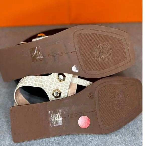 Vince Camuto Dailette Leather Ankle Strap Thong Sandals Summer Croc SIZE 6