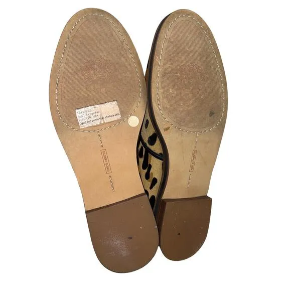 Vince Camuto Jordan Leopard Cow Hair Flat Slip On Oxford Loafer Shoes Size 9.5