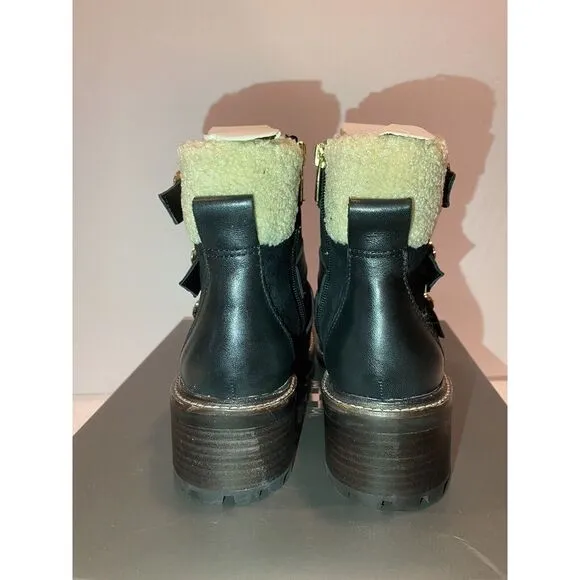 Vince Camuto KLERICA Leather Moto/Hiker Boots Black Women Size 7.5M‎ NEW