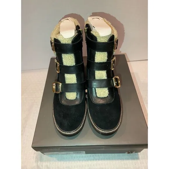Vince Camuto KLERICA Leather Moto/Hiker Boots Black Women Size 7.5M‎ NEW