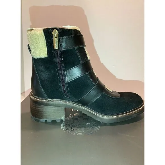 Vince Camuto KLERICA Leather Moto/Hiker Boots Black Women Size 7.5M‎ NEW