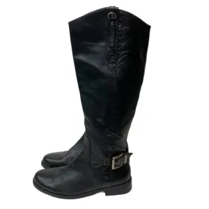 Vince Camuto Leather Buckle Boots Black