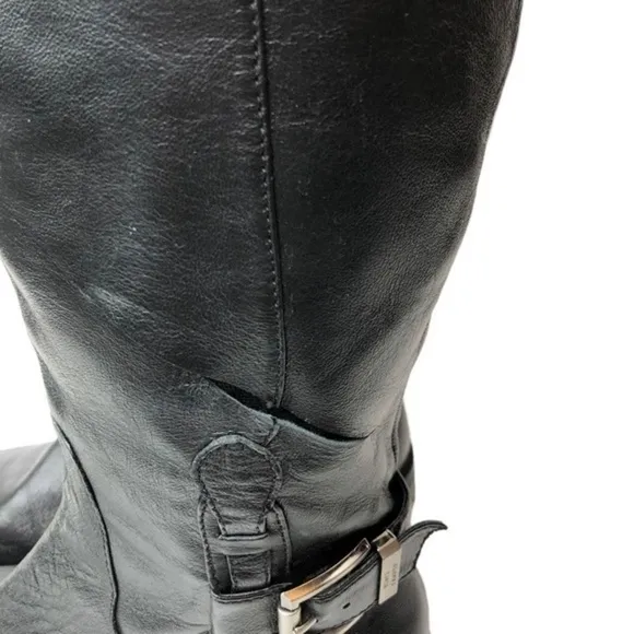 Vince Camuto Leather Buckle Boots Black