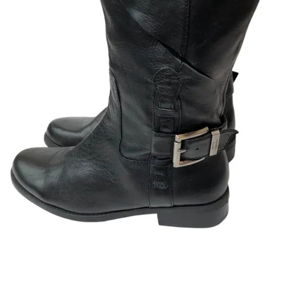 Vince Camuto Leather Buckle Boots Black