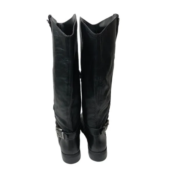 Vince Camuto Leather Buckle Boots Black