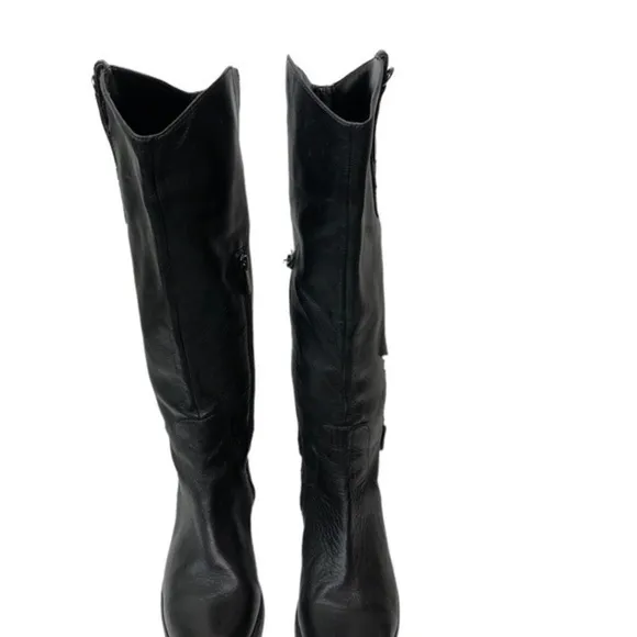 Vince Camuto Leather Buckle Boots Black
