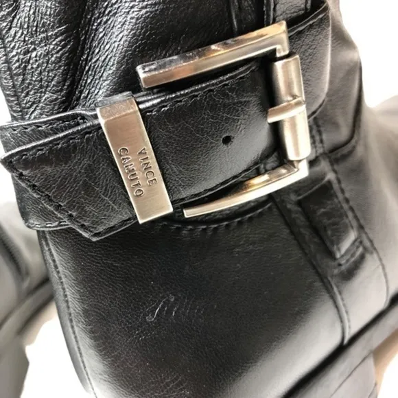 Vince Camuto Leather Buckle Boots Black